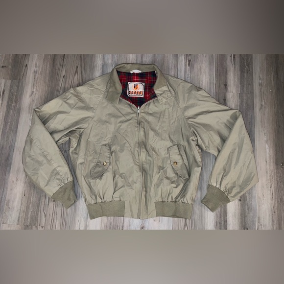 Vintage Baracuta Men’s 80’s Harrington Jacket Classic Beige Plaid Lined Large L - Picture 1 of 8